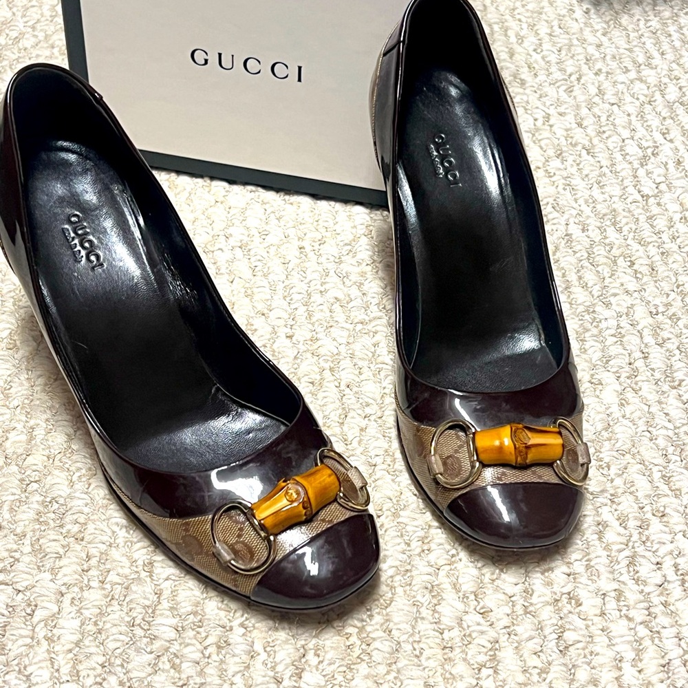 Gucci Patent Leather Bamboo  Heels